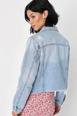 Cooler Than You Light Wash Distressed Denim Jacket