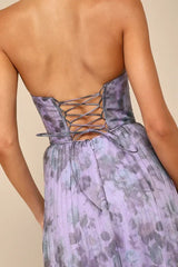 Most Beautiful Day Purple Multi Floral Print Organza Maxi Dress