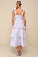 Glamorous Sweetie Lavender Burnout Tie-Strap Bustier Midi Dress