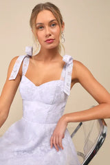 Glamorous Sweetie Lavender Burnout Tie-Strap Bustier Midi Dress