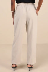 Sophisticated Company Light Beige Straight Leg Trouser Pants