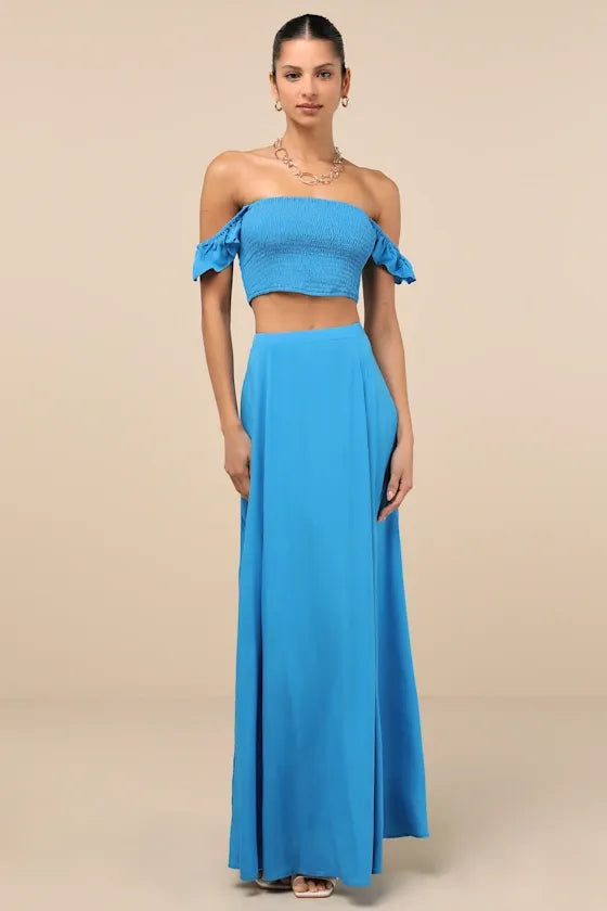 Trancoso Bright Blue Two-Piece Maxi Dress