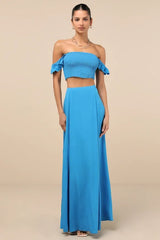 Trancoso Bright Blue Two-Piece Maxi Dress