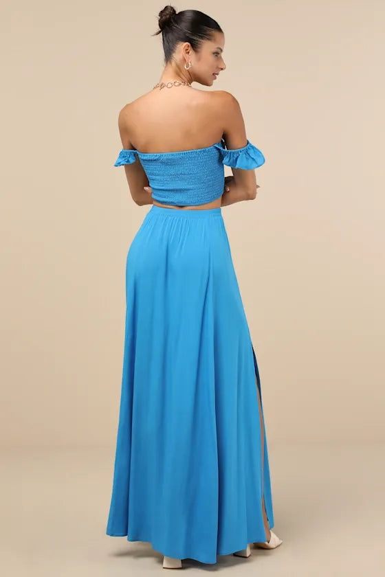 Trancoso Bright Blue Two-Piece Maxi Dress