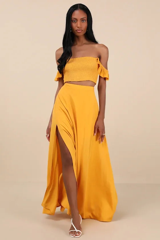 Trancoso Golden Yellow Two-Piece Maxi Dress