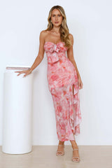 Firefly Heat Strapless Mesh Maxi Dress Pink