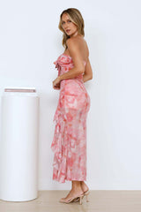 Firefly Heat Strapless Mesh Maxi Dress Pink
