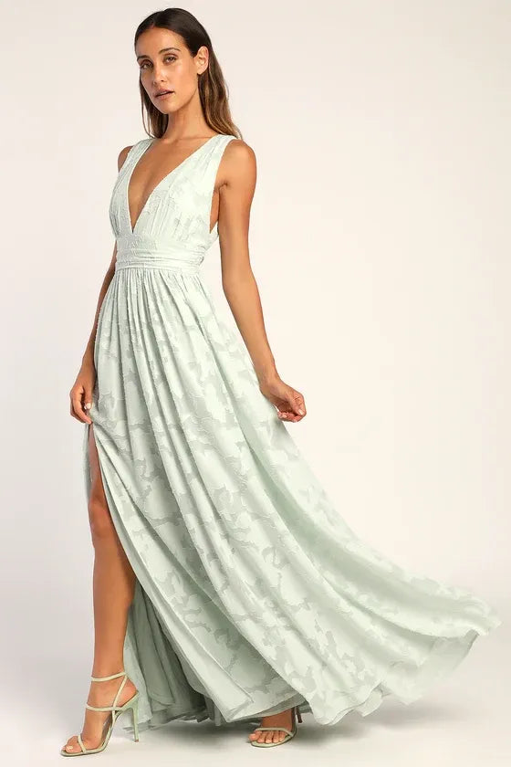 Sweet Sophistication Sage Green Burnout Floral Maxi Dress