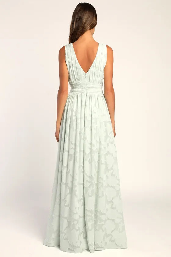 Sweet Sophistication Sage Green Burnout Floral Maxi Dress