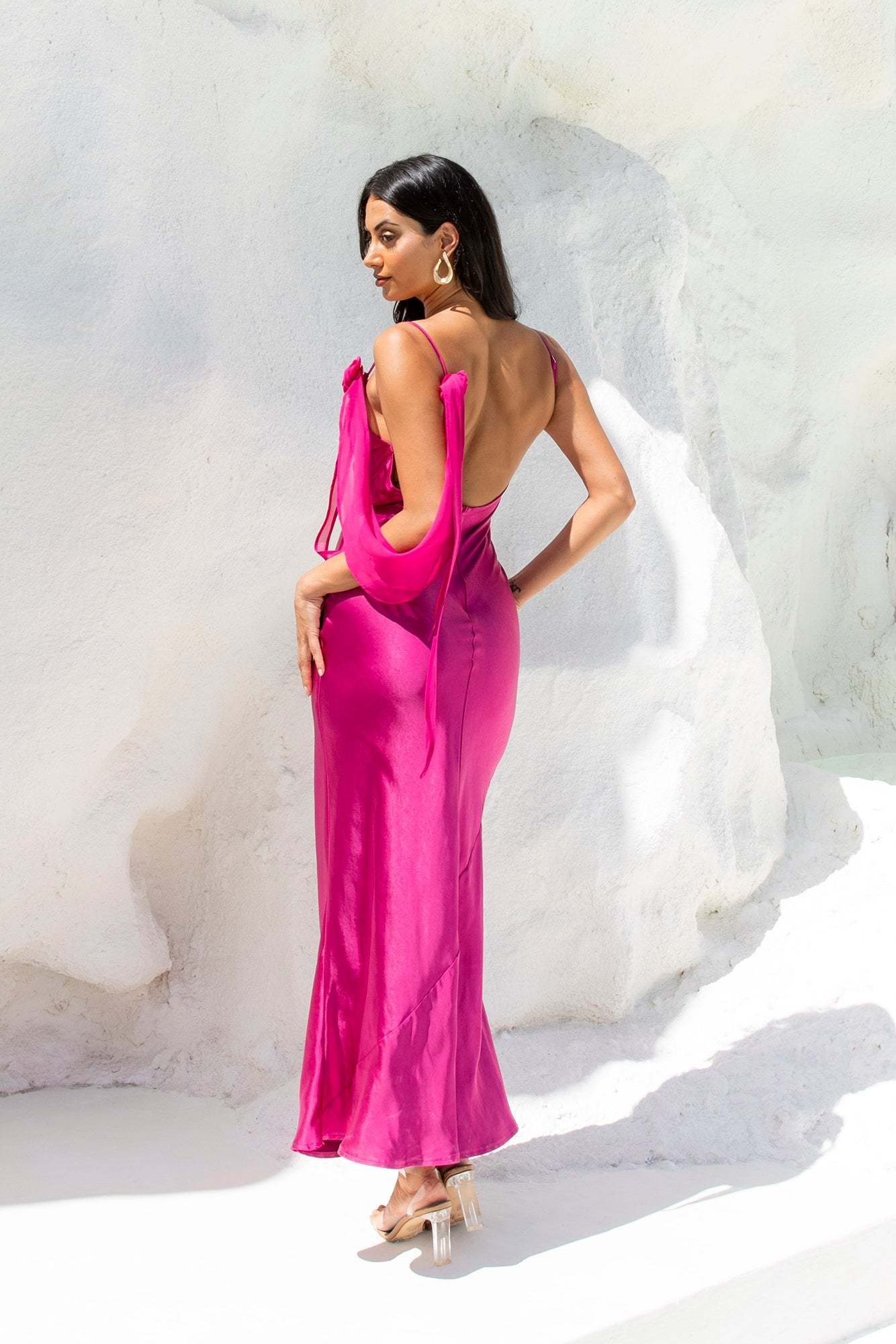Raspberry Kiss Satin Maxi Dress Berry